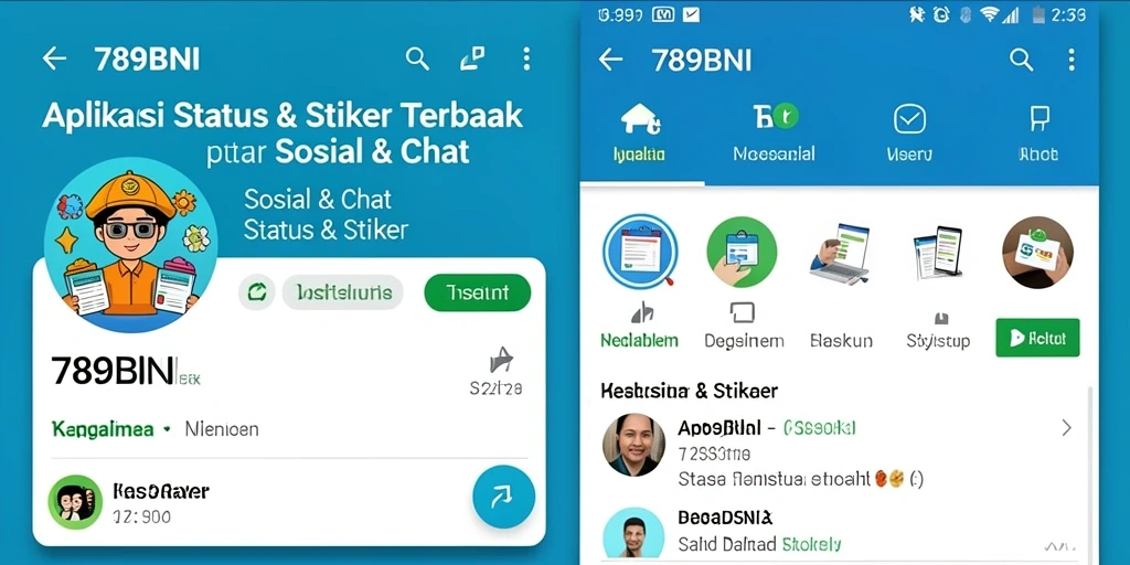 Antarmuka aplikasi 789BNI dengan koleksi stiker yang beragam.
