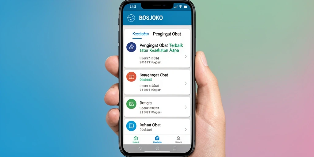 Antarmuka BOSJOKO menampilkan fitur pengingat obat dengan jelas dan sederhana.