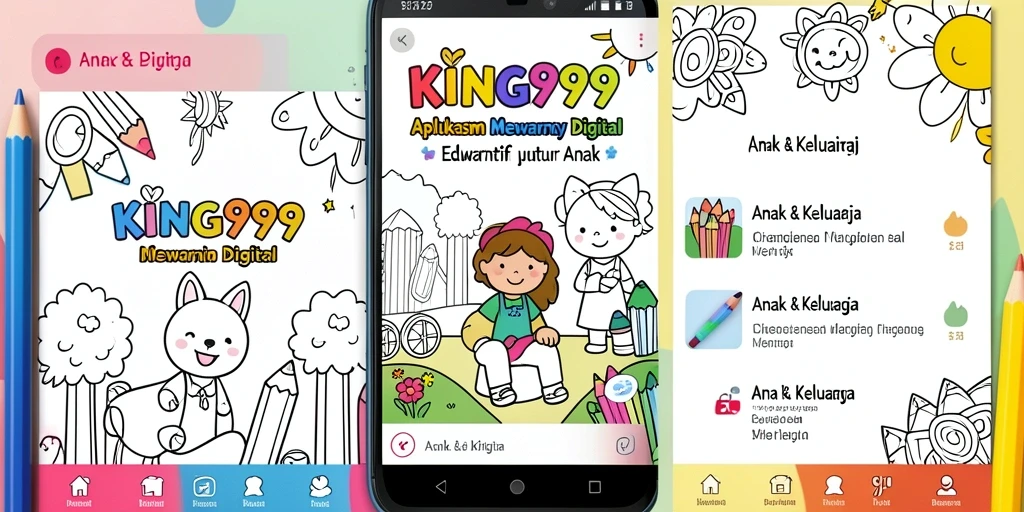 Antarmuka menyenangkan dari aplikasi Mewarnai Digital KING999.