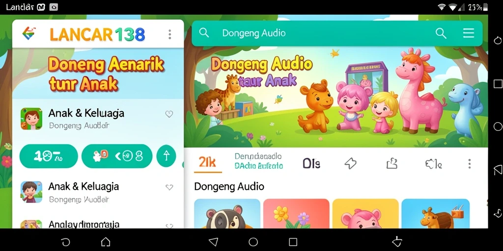 Antarmuka menarik dan fungsi cerita audio aplikasi LANCAR138.