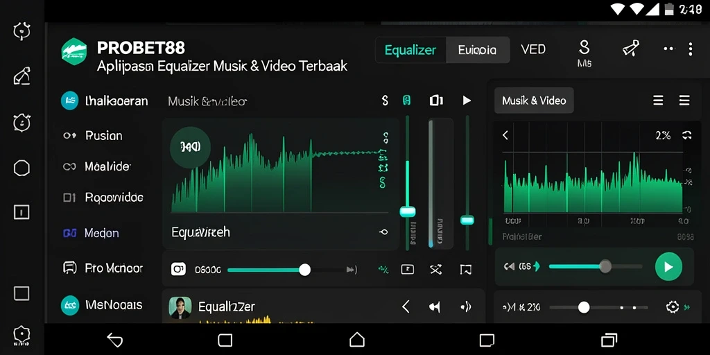 Antarmuka PROBET88 dengan pengaturan Equalizer yang mudah diakses.