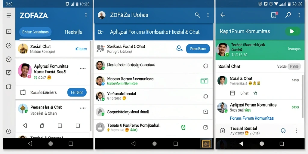 Tampilan antarmuka ZOFAZA dengan fitur komunitas yang menarik.