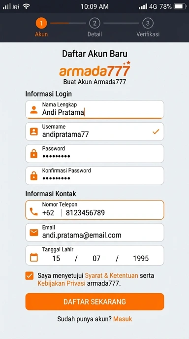 Cara Mudah Membuat Akun Armada777 Untuk Pengguna Android